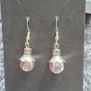 Elegant Pink and Silver Drop Earrings